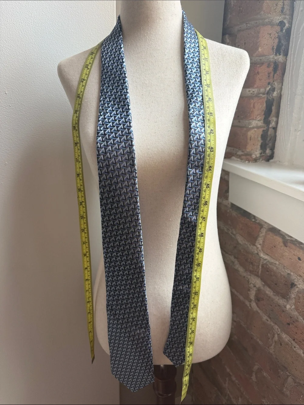Ermenegildo Zegna Blue Geometric Silk Tie